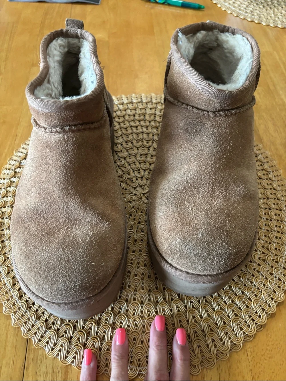 UGG Chestnut Suede Shearling Ankle Booties